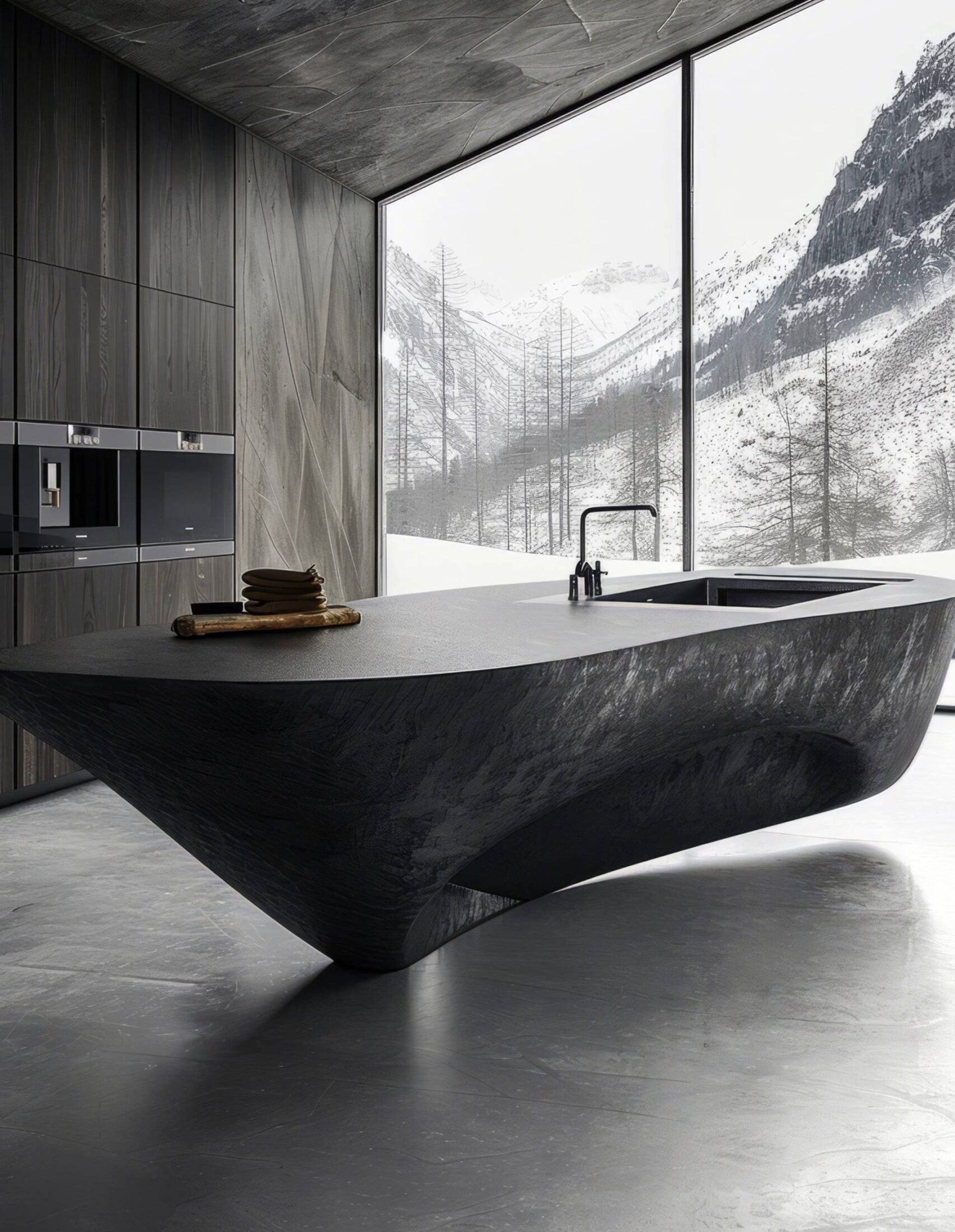 Premium interior featuring dark natural wood finishes