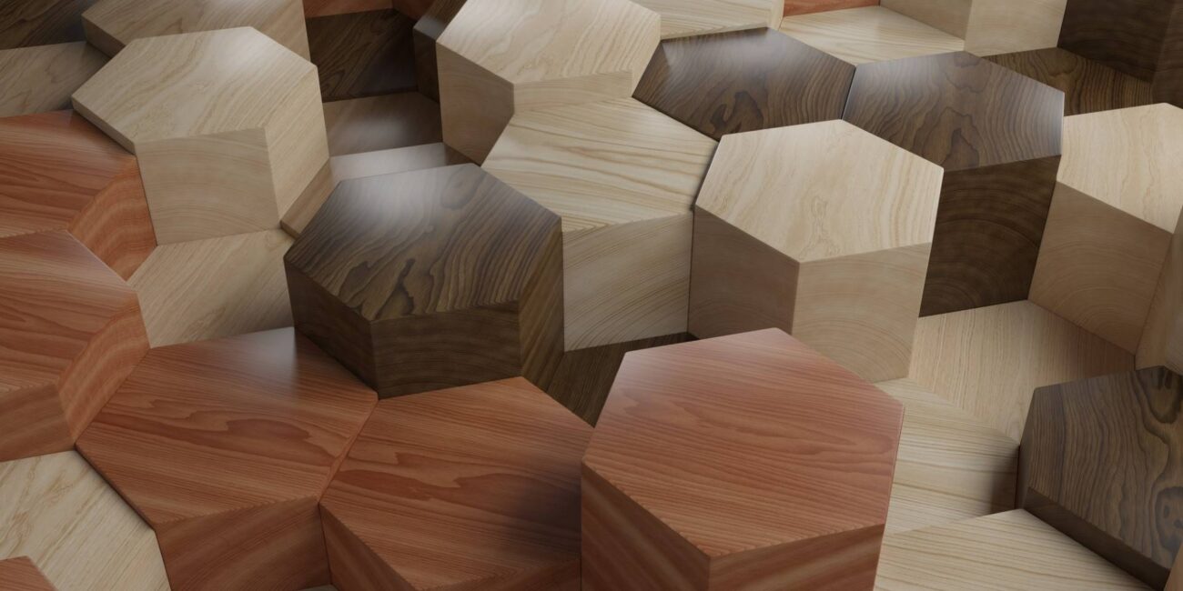 Natural wood selections with varied grains and tones